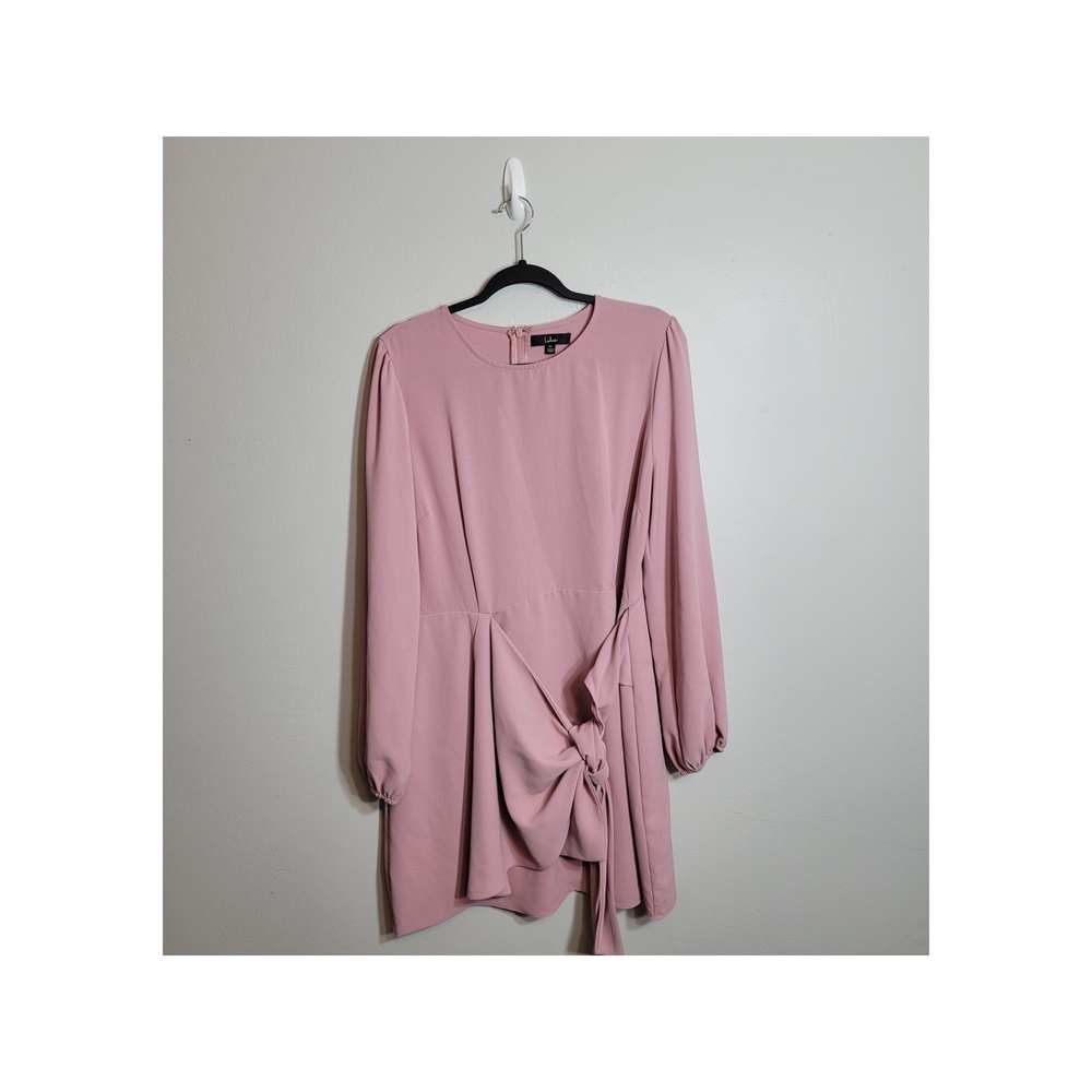 Lulu's Pink Long Balloon Sleeve Tie Front Skater Mini Dress Size XL